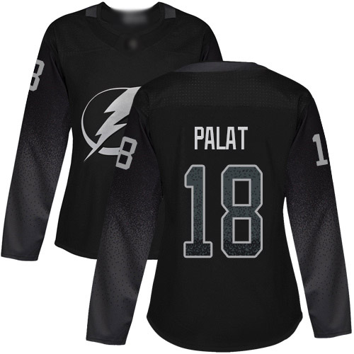 Adidas Tampa Bay Lightning 18 Ondrej Palat Black Alternate Authentic Women Stitched NHL Jersey